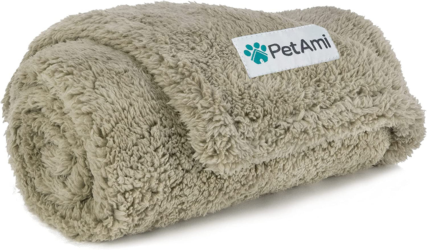 Fluffy Waterproof Dog Blanket for Couch and Bed, Reversible Sherpa Pet Throw, Pee Proof Furniture Protector Sofa Cover, Washable Cat Blanket for Small Medium Dogs and Cats (Taupe Camel, 24X32)