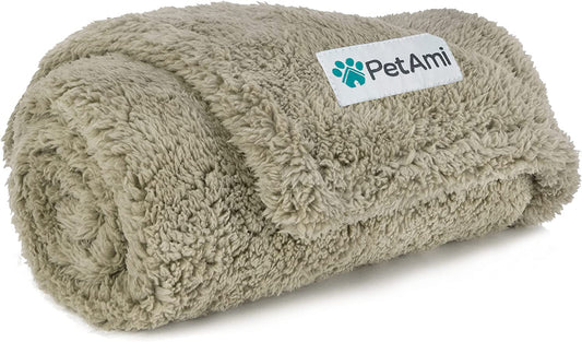 Fluffy Waterproof Dog Blanket for Couch and Bed, Reversible Sherpa Pet Throw, Pee Proof Furniture Protector Sofa Cover, Washable Cat Blanket for Small Medium Dogs and Cats (Taupe Camel, 24X32)