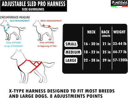 Adjustable Sled Pro Harness (Large, Yellow), Dog Harness for Large Breeds, Giant Dogs, Sled Pulling