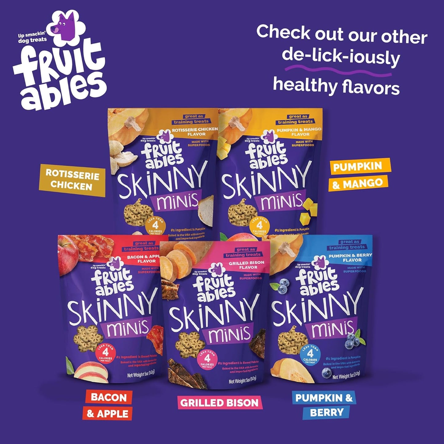 Skinny Minis Dog Treats, Healthy Pumpkin Treat for Dogs, Low Calorie & Delicious, Puppy Training, No Wheat, Corn or Soy, Made in the USA, Pumpkin and Mango Flavor, 5Oz