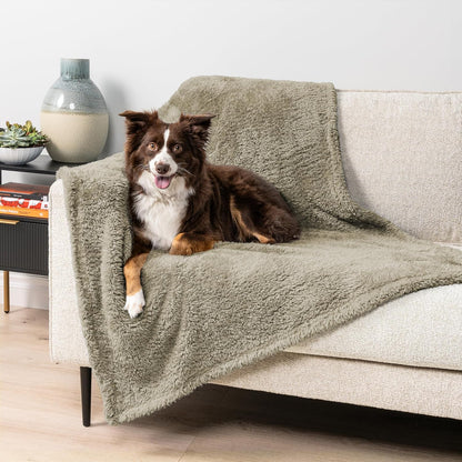 Fluffy Waterproof Dog Blanket for Couch and Bed, Reversible Sherpa Pet Throw, Pee Proof Furniture Protector Sofa Cover, Washable Cat Blanket for Small Medium Dogs and Cats (Taupe Camel, 24X32)